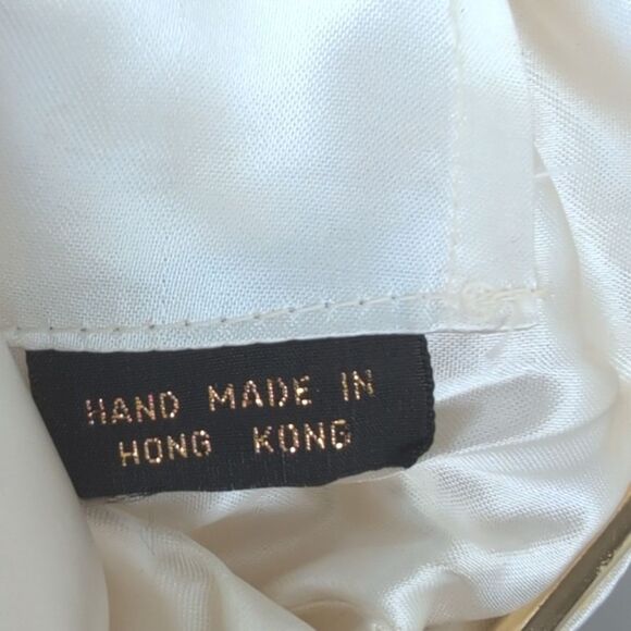 Vintage Ivory Beaded & Sequined Special Occasion Clutch Evening Bag Gold Chain - Picture 2 of 8